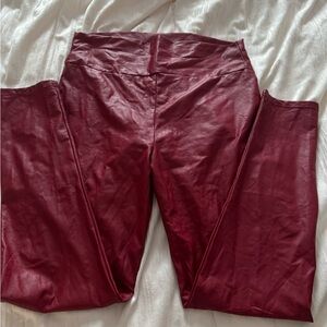 Red leather leggings